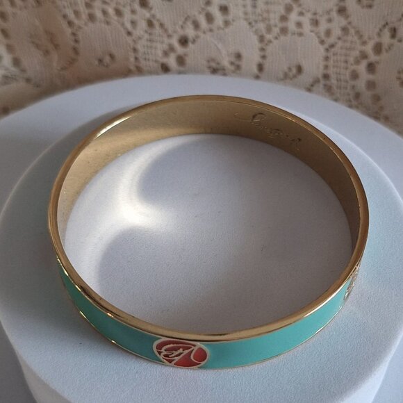 Vera Bradley "You Are My Sunshine" Gold & Turquoise Enamel Bangle Bracelet - Picture 10 of 11